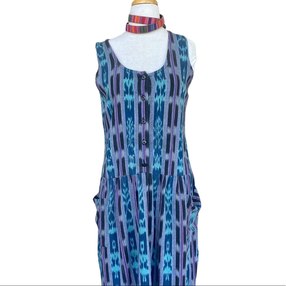 VTG Popol Vuh Guatemala Ikat cotton Dress, M